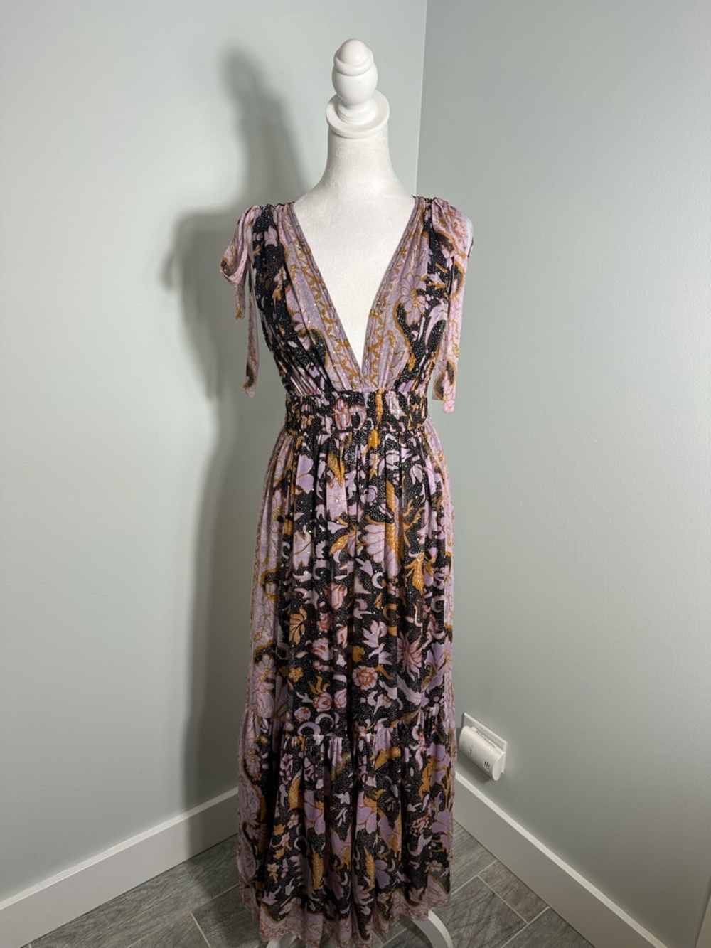ULLA JOHNSON Annalise Silk  Maxi Dress Size 0 - Picture 3 of 16
